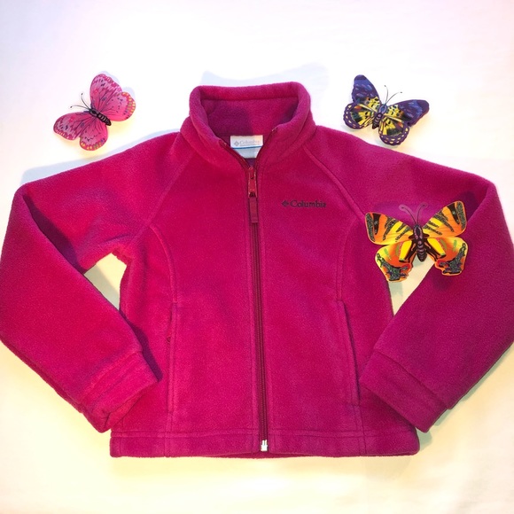 Columbia Girls Fleece Jacket, XXS, (4-5), Hot Pink, pre-owned, pet/smoke free - Picture 1 of 11
